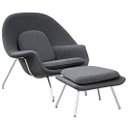 Ver imagem 1 de Poltrona Womb Chair Preta com Puff