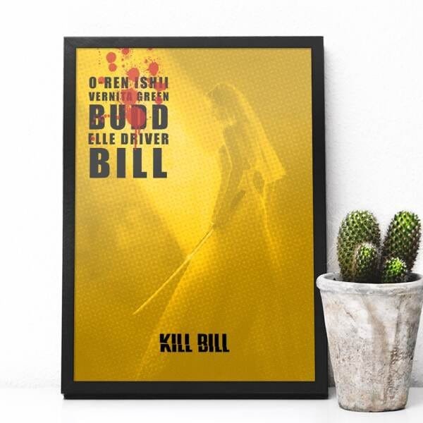 Quadro Kill Bill Lista Film by Quentin Tarantino | Com vidro fosco e moldura - A3 - 33x45cm - 2