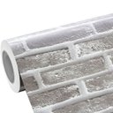 Ver imagem 2 de Papel de Parede Tijolo Cinza Escuro Impermeável Lavável Vinílico Autocolante 3d Aparente