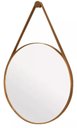 Ver imagem 1 de Espelho Redondo Adnet 60cm Moldura e Alça Couro Caramelo + Suporte