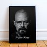 Quadro Breaking Bad – Walter White Preto e Branco | Com vidro fosco e moldura - A4 - 24x33cm - 2
