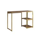 Ver imagem 2 de Mesa Escritório Berlim Industrial com Prateleira Ferro Dourado Tampo 110x46 Freijó