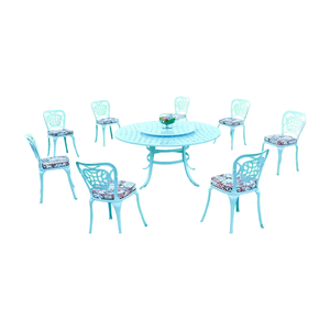 Conjunto de Mesa para Jardim Firenze com Mesa de 1,50 M com Giro e 8 Cadeiras em Alumínio Fundido Un
