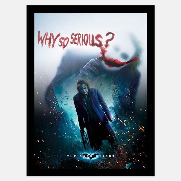 Quadro Joker Coringa Why so serious The Dark Knight | Com vidro fosco e moldura - A4 - 24x33cm - 1