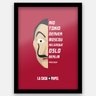 Quadro La Casa de Papel – Mascara | Com vidro fosco e moldura - A4 - 24x33cm - 1