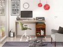Ver imagem 2 de Mesa de Computador Escritorio com Rodinhas 1 Gaveta Slim Anto:Off White/Freijó