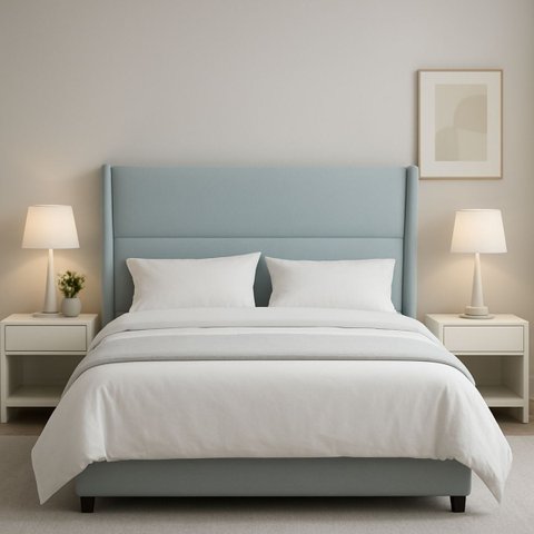 Cabeceira de Cama Box Diamond Casal King Size 195 cm Estofada Boucle Azul