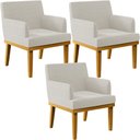 Ver imagem 1 de Kit 3 Poltronas Decorativas Sala De Estar Recepção Base Mel Beatriz W01 Bouclê Creme - Lyam Decor