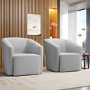 Ver imagem 2 de Kit 2 Poltronas Stella Max Suede Cinza Base Giratória - D'Rossi