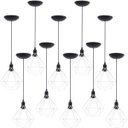 Ver imagem 1 de 10 Pendentes Aramado Diamante Luminária Lustre P Teto Retrô Vintage Industrial Balcão Branco