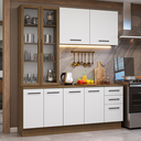 Ver imagem 1 de Armário de Cozinha Compacta 190cm com Cristaleira Agata Madesa Rustic Branco