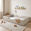 Ver imagem 2 de Cama Montessoriana de Solteiro Infantil em Bouclé com Espuma de Alta Resistência D28 - Marfim