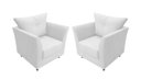 Ver imagem 1 de Kit 2 Poltronas Decorativa Isis Couro Branco Pés Madeira Mz Decor