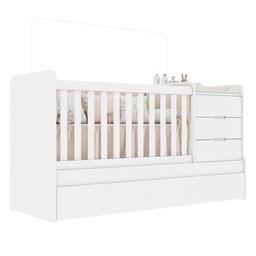 Berço Multifuncional Americano Bicama Gaveteiro Cléo 100% MDF Branco - 3 Berço Multifuncional Americano Bicama Gaveteiro Cléo 100% MDF Branco - 3