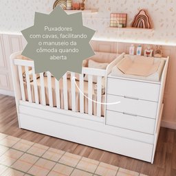 Berço Multifuncional Americano Bicama Gaveteiro Cléo 100% MDF Branco - 9 Berço Multifuncional Americano Bicama Gaveteiro Cléo 100% MDF Branco - 9