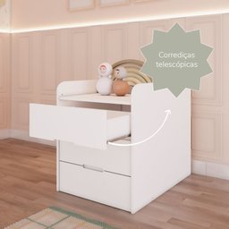 Berço Multifuncional Americano Bicama Gaveteiro Cléo 100% MDF Branco - 7 Berço Multifuncional Americano Bicama Gaveteiro Cléo 100% MDF Branco - 7