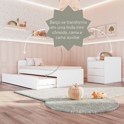 Berço Multifuncional Americano Bicama Gaveteiro Cléo 100% MDF Branco - 11 Berço Multifuncional Americano Bicama Gaveteiro Cléo 100% MDF Branco - 11
