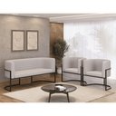 Ver imagem 2 de Kit 2 Poltronas + Sofá 2 Lugares Base de Metal Black Veludo Cor:bege