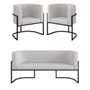 Ver imagem 1 de Kit 2 Poltronas + Sofá 2 Lugares Base de Metal Black Veludo Cor:bege