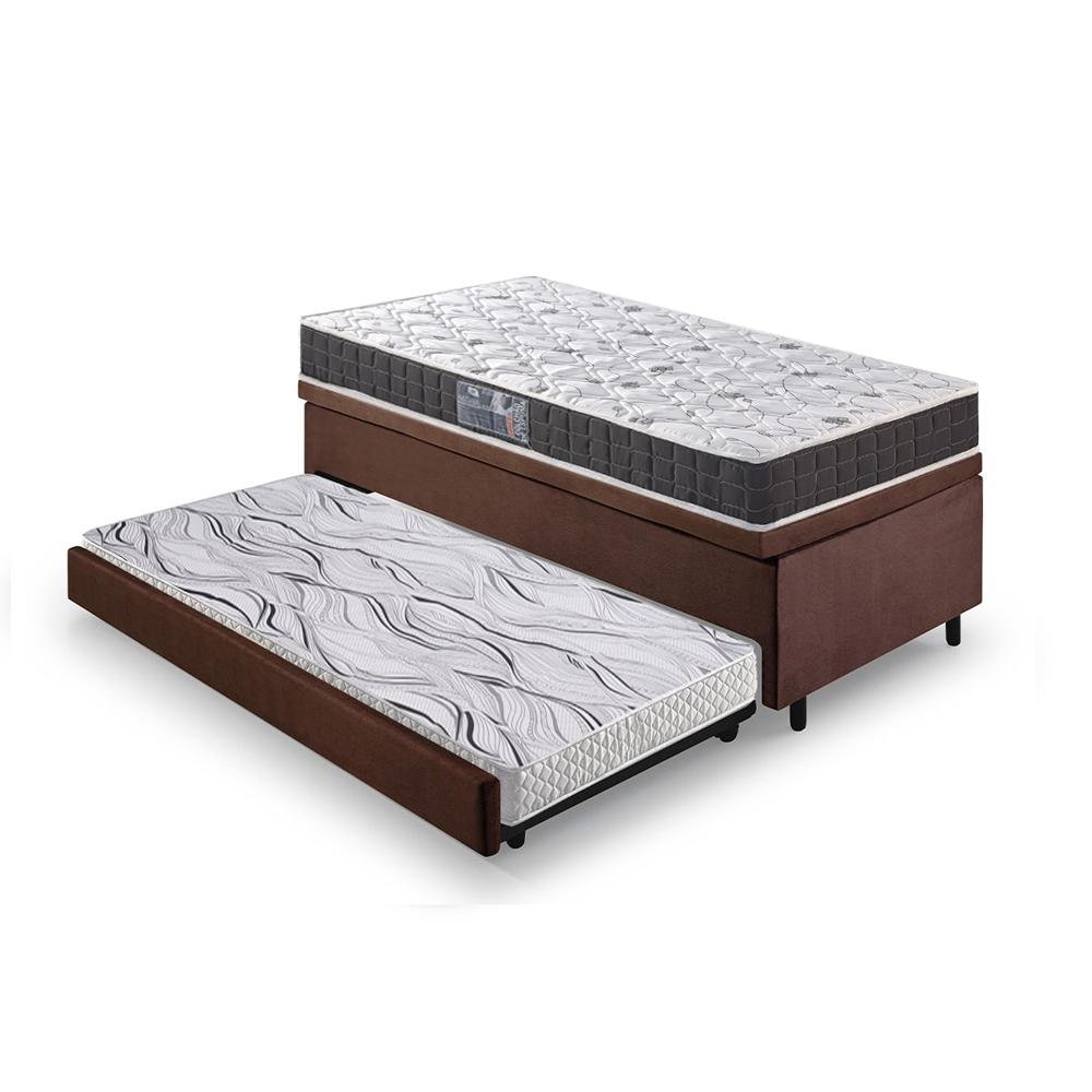 Bicama Box Baú Solteiro Suede Marrom 88x188 com Colchão Pantanal Espuma D28 Anjos - 8