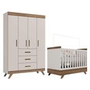 Ver imagem 1 de Berço Americano Vitória e Guarda Roupa Infantil Retrô Maya Off White Carvalho – Carolina