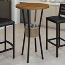 Ver imagem 2 de Mesa Bistrô Redonda Porta Gelo Madeira Maciça 70cm Bege/Preto/Nature