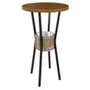 Ver imagem 1 de Mesa Bistrô Redonda Porta Gelo Madeira Maciça 70cm Bege/Preto/Nature