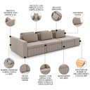 Ver imagem 3 de Sofá Ilha e Puff Sala Living 335cm Siesta M22 Veludo Bege - Mpozenato