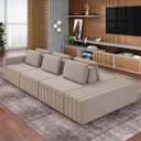 Ver imagem 1 de Sofá Ilha e Puff Sala Living 335cm Siesta M22 Veludo Bege - Mpozenato