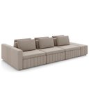 Ver imagem 2 de Sofá Ilha e Puff Sala Living 335cm Siesta M22 Veludo Bege - Mpozenato
