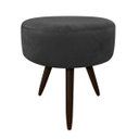 Ver imagem 3 de Kit 2 Puff Banqueta Berlim Redondo Suede Preto Pés Tabaco