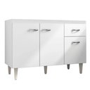 Ver imagem 1 de Balcão de Cozinha 120cm Rony 3 Portas C/ Tampo Branco/Preto Flex - Bela Móveis