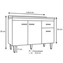 Ver imagem 4 de Balcão de Cozinha 120cm Rony 3 Portas C/ Tampo Branco/Preto Flex - Bela Móveis