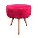 Ver imagem 3 de Kit 2 Puff Banqueta Berlim Redondo Suede Vermelho Pés Natural