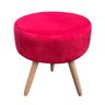 Kit 2 Puff Banqueta Berlim Redondo Suede Vermelho Pés Natural - 2
