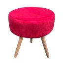 Ver imagem 2 de Kit 2 Puff Banqueta Berlim Redondo Suede Vermelho Pés Natural