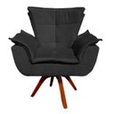 Ver imagem 2 de Poltrona Decorativa Giratória Gran Opala Base Madeira Suede Preto