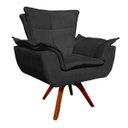 Ver imagem 1 de Poltrona Decorativa Giratória Gran Opala Base Madeira Suede Preto