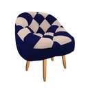 Ver imagem 2 de Poltrona Paloma Escritório Sala Pé Palito Suede Azul Marinho e Suede Bege Rosado - Dominic Decor