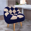 Ver imagem 1 de Poltrona Paloma Escritório Sala Pé Palito Suede Azul Marinho e Suede Bege Rosado - Dominic Decor