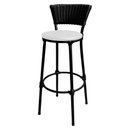 Ver imagem 2 de Kit 2 Banquetas Cuba Preto Aço Junco Sintético Assento Branco
