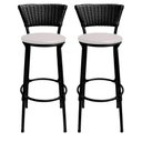 Ver imagem 4 de Kit 2 Banquetas Cuba Preto Aço Junco Sintético Assento Branco