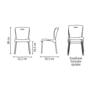 Cadeira Plastica Mona Vermelha com Pernas de Aluminio Anodizadas