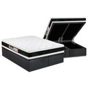 Ver imagem 1 de Cama Box Baú Queen: Colchão Espuma Castor D45 Black e White Air Double Face + Base CRC Suede Gray(