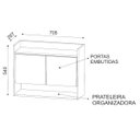 Ver imagem 4 de Armário Aéreo de Cozinha Multiuso com 2 Portas e Nicho Cecília Preto