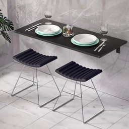 Mesa de Parede Escritório Dobrável Suspensa com Suporte 90x38 Onix - 5