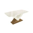 Ver imagem 1 de Mesa P/ Cozinha Amora C/ Tampo Madeirado C/ Vidro 90x170cm Freijo/off White/vidro Off White -