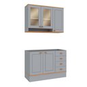 Ver imagem 1 de Cozinha Compacta Aspen 5 Portas 4 Gavetas com Vidro CA08ST Cinza/Cinamomo- Fellicci