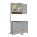 Ver imagem 2 de Cozinha Compacta Aspen 5 Portas 4 Gavetas com Vidro CA08ST Cinza/Cinamomo- Fellicci