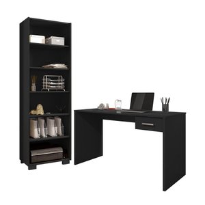 Kit Mesa de Computador e Estante Shanti Preto Trama